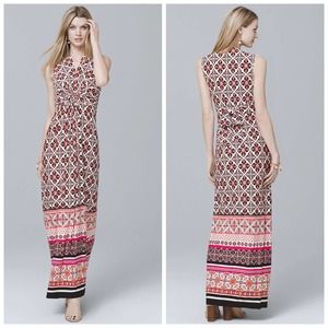 WHBM Twist Detail Printed Knit Maxi Dress X-Small